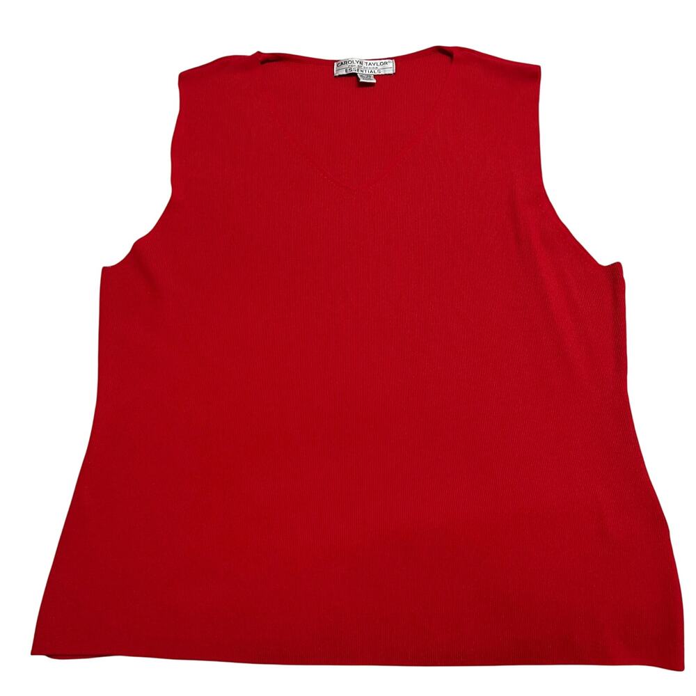 Carolyn Taylor Women’s Sleeveless Top Sz XL‎ Red Ribbed Knit Pullover